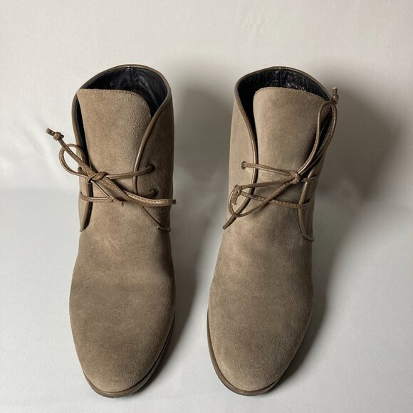 Stuart Weitzman Taupe Suede Hidden-Wedge Lace-Up Boot - Picture 3 of 8